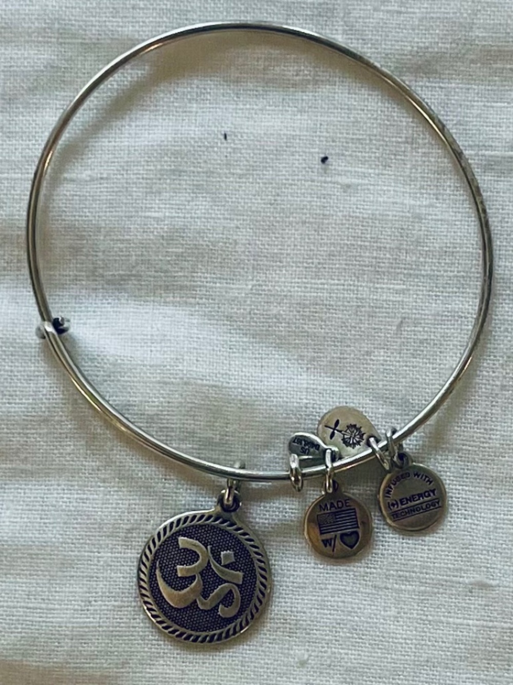 Alex and Ani silver Namaste charm bangle